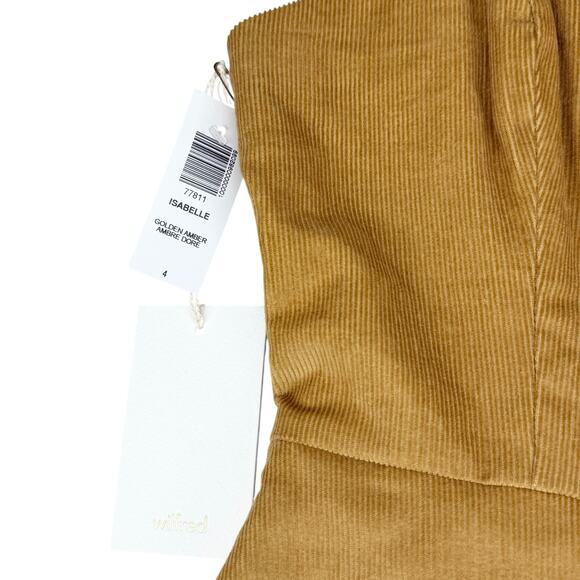 NWT WILFRED Aritzia Isabelle Corduroy Mini Dress Size 4 Golden Amber - Picture 3 of 6